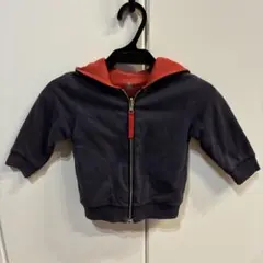 PETIT BATEAU フード付きパーカー　ネイビー&レッド　リバーシブル