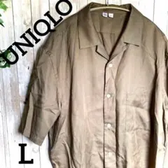 【UNIQLO】ユニクロ ネルシャツ L 半袖 無地 カジュアル 美品