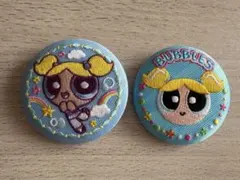 パワーパフガールズ　刺繍缶バッチ　バブルス　2個セット