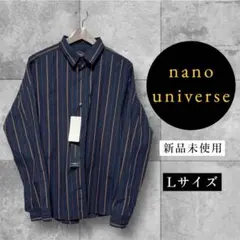 nano universe 大人のワイド シャツ ストライプ　柄シャツ　メンズ