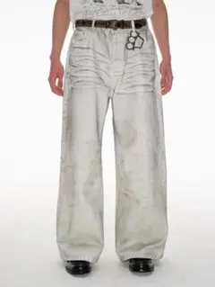 JCAESAR DISTRESSED WHITE JEANS 32 - メルカリ