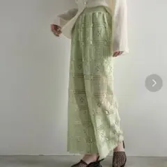 美品 THE YOn スクエアパターンレースイージーパンツ