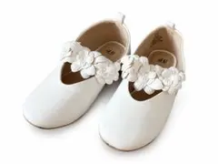 H&M キッズ フラワーシューズ 花柄 フラットシューズ アイボリー 18