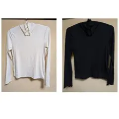 GU ソフトリブタートルネックT 黒 白 まとめ売り