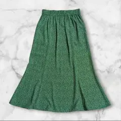 【新品タグ付き】花柄ロングスカート 緑色