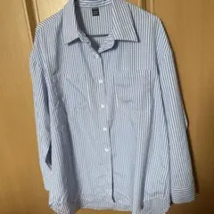 SHEIN 青と白のストライプ 長袖シャツ M
