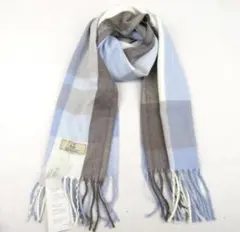 一木良品 青と灰色のチェック柄ストール