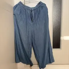 デニムブルー ワイドパンツ ゴムウエスト　INGNI M