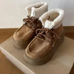 厚底 ボア ムートン ショートブーツ　22.2