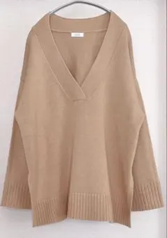 LOWRYS FARM ベージュ VネックセーターフリーワイドスリーブＭ