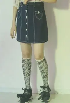 ハートステッチデニムミニスカート　メリージェニー