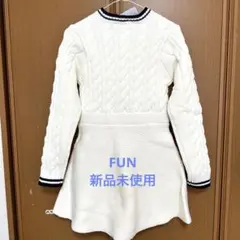 ホワイト ケーブルニット Aラインワンピース　FUN