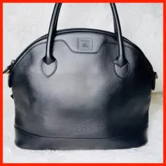 Burberrys ハンドバッグ レザー 黒 ノバチェック ドーム型 ホースロゴ