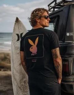 PLAYBOY ✖️GOOD WORTH Tシャツ古着ヴィンテージLフェード黒のサムネイル