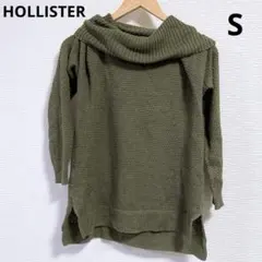 HOLLISTER タートルネック セーター ニット リブニット カーキ S