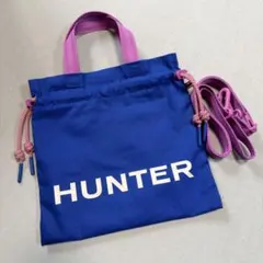 HUNTER ハンター 2way 巾着 ショルダーバッグ ブルー