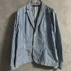 ラルフローレン テーラードジャケット ストライプ 青×白 薄手