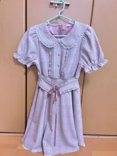 ハニーシナモン チェック柄半袖ワンピース