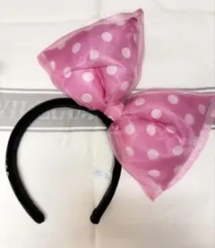 ディズニー ピンク水玉リボンカチューシャ