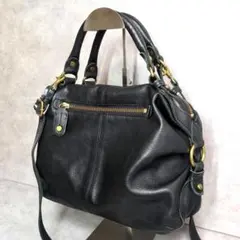 Tote Black Leather gimmick handbag y2k - メルカリ