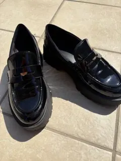 ZARA ブラックコインローファー　厚底　40