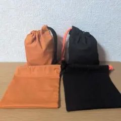 【4点セット】ハンドメイド　ハロウィン柄　ミニミニ巾着袋　ミニ巾着袋　ミニポーチ