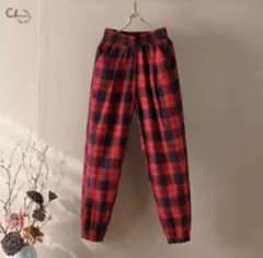 チェック柄パンツ　赤黒　ブラック