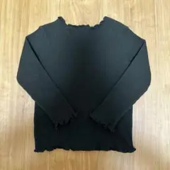 【即購入可】プラスナオ　長袖カットソー　リブ　メロウフリル　ブラック　100