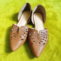 titivat フラットシューズパンプス　キャラメルカラー　Mサイズ