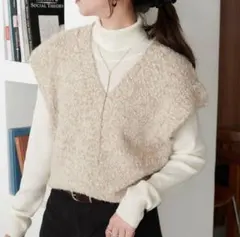 Discoat ディスコート スラブフリルベスト　ニットベスト