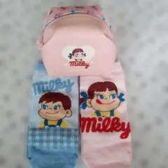 【新品】①　不二家　ペコちゃん　ポーチ付き　ソックス　3点セットのサムネイル