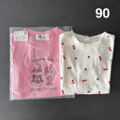 アンパンマン 半袖Tシャツ 90サイズ 2枚セット さくらんぼ総柄Tシャツ