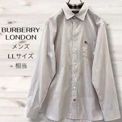 *バーバリーロンドン コットンストライプシャツ 半袖 ロゴ刺繍 大きいサイズ48 BURBERRY - *バーバリーロンドン コットンストライプシャツ 半袖 ロゴ