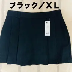 【動きやすさ×インナー付】GU サイドプリーツスコート ＸＬ ブラック