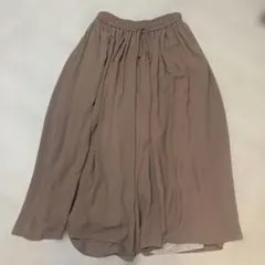 ピンクベージュ ガウチョパンツ ゴムウエスト
