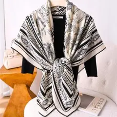 大判スカーフ モノトーン マリン柄 チェーン柄 春夏 レディース 上品