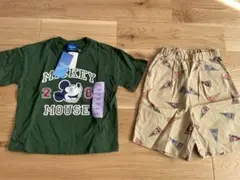 ディズニー　ミッキー　半袖 Tシャツ　セットアップ　緑　100 新品 未使用