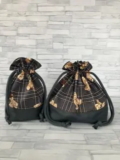ハンドメイド・お弁当袋・コップ袋・入園入学・進級・くま・女の子・男の子・オーダー