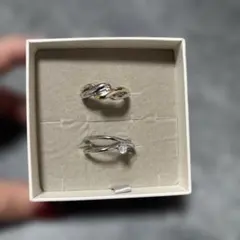 サージカル　ツイストリングとダイヤモンド風リングセット