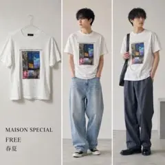 MAISON SPECIAL 春夏モード フォトTシャツ 白　実寸M～Lのサムネイル