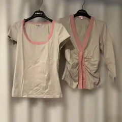 PAULE KA ポールカ　コットンアンサンブル　ベージュ　Tシャツカーディガンのサムネイル