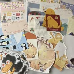 昭和　平成レトロ　ダイカット　犬　猫等　レターセット