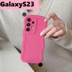 GalaxyS23 ウェーブ なみなみ　ローズ　可愛いケース