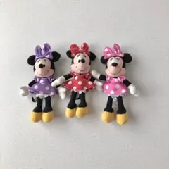 ディズニー ミニー 紫 赤 ピンク ぬいぐるみバッジ 3体セット ディズニー ミニー ぬいぐるみバッチ 3体セット ぬいば 赤