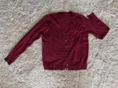 ワインレッド カーディガン 長袖 ボタン付き