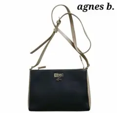 美品 アニエスベー レザー ショルダーバッグ バイカラー 黒 ベージュ