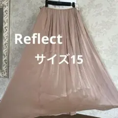 美品　大きいサイズ15 リフレクト　 ウエストゴム約ロングフレアスカートのサムネイル