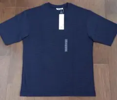 ユニクロ U エアリズムコットンオーバーサイズボーダーTシャツメンズL ネイビー