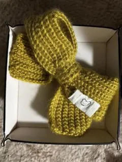 ニットリボンヘアアクセサリー マスタードイエロー