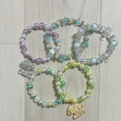 カラフルビーズブレスレット5個セット